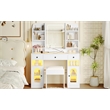 43.2 MDF Vanity Desk with LED Mirror  RGB Cabinets and Stool White
