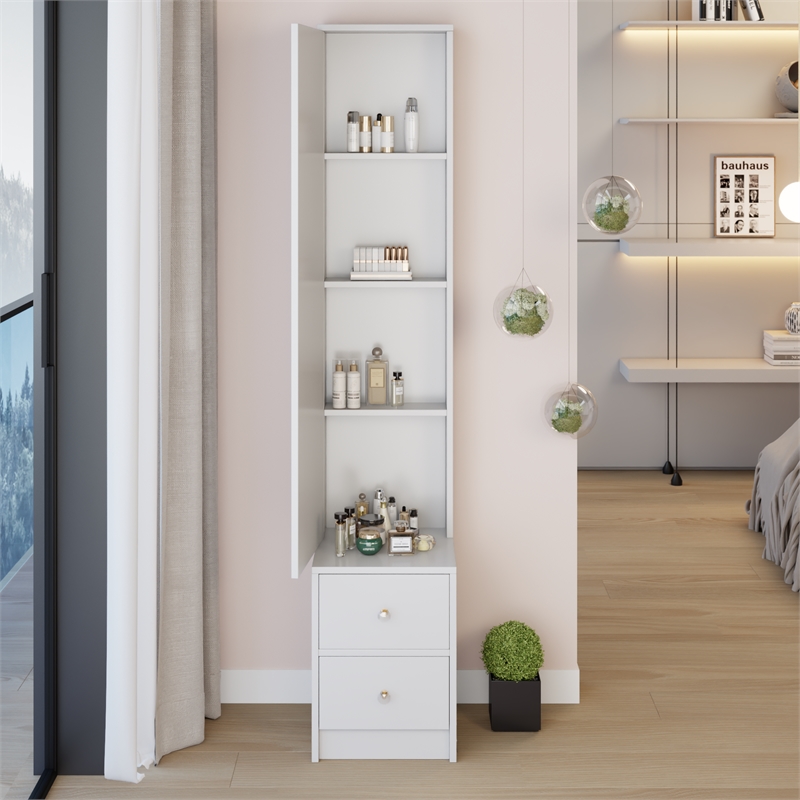 White MDF Extra Large Full Body Mirror & Jewelry Cabinet Storage Organizer