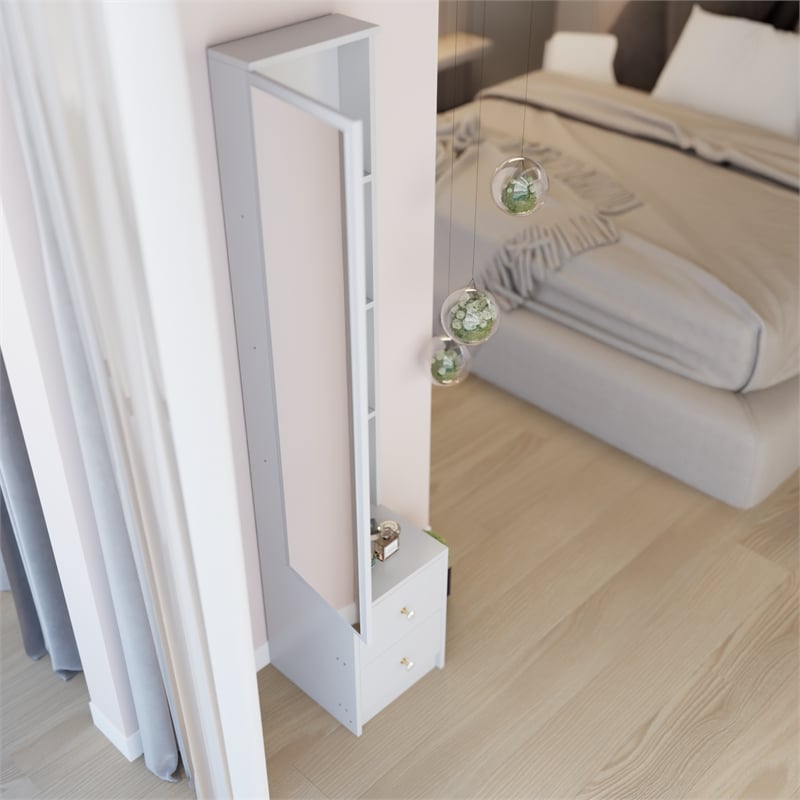 White MDF Extra Large Full Body Mirror & Jewelry Cabinet Storage Organizer