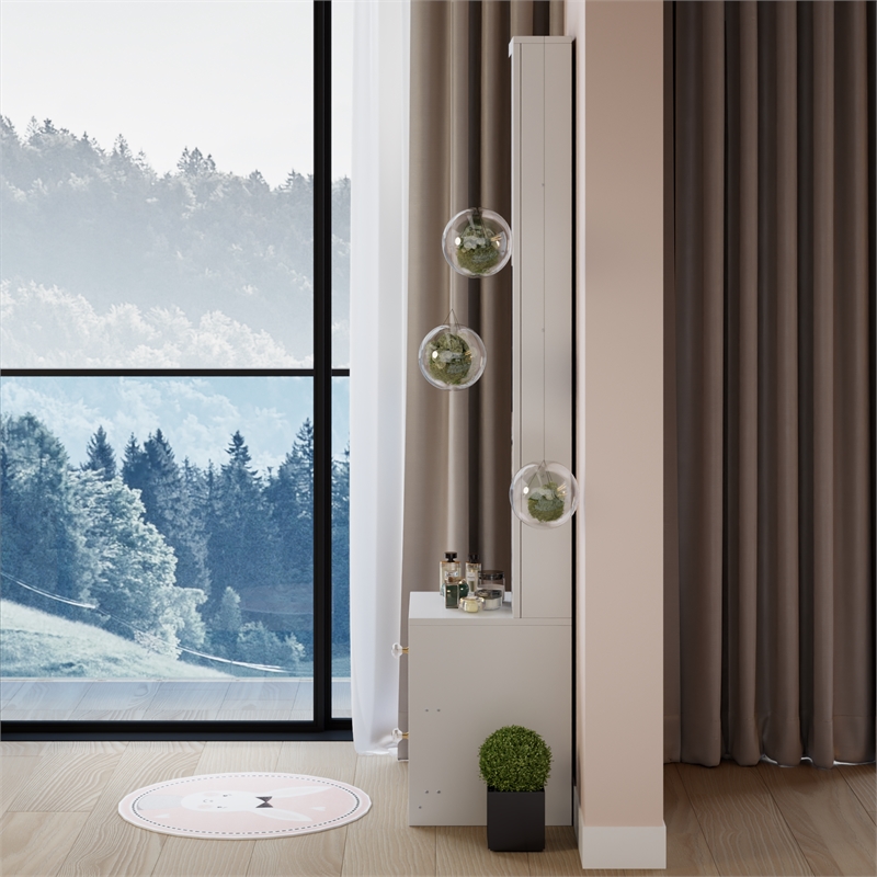 White MDF Extra Large Full Body Mirror & Jewelry Cabinet Storage Organizer