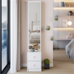 White MDF Extra Large Full Body Mirror & Jewelry Cabinet Storage Organizer