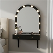 Black Floating Wall Mounted Engineered Wood Makeup Vanity with LED Mirror Outlet