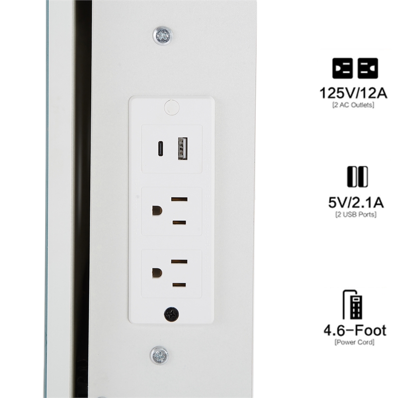 White MDF 29.2 Vanity Table Set with LED Mirror Power Station & Stool