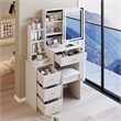 White MDF 29.2 Vanity Table Set with LED Mirror Power Station & Stool