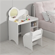 White MDF Kids Vanity Table with Mirror Chair  Storage Shelves