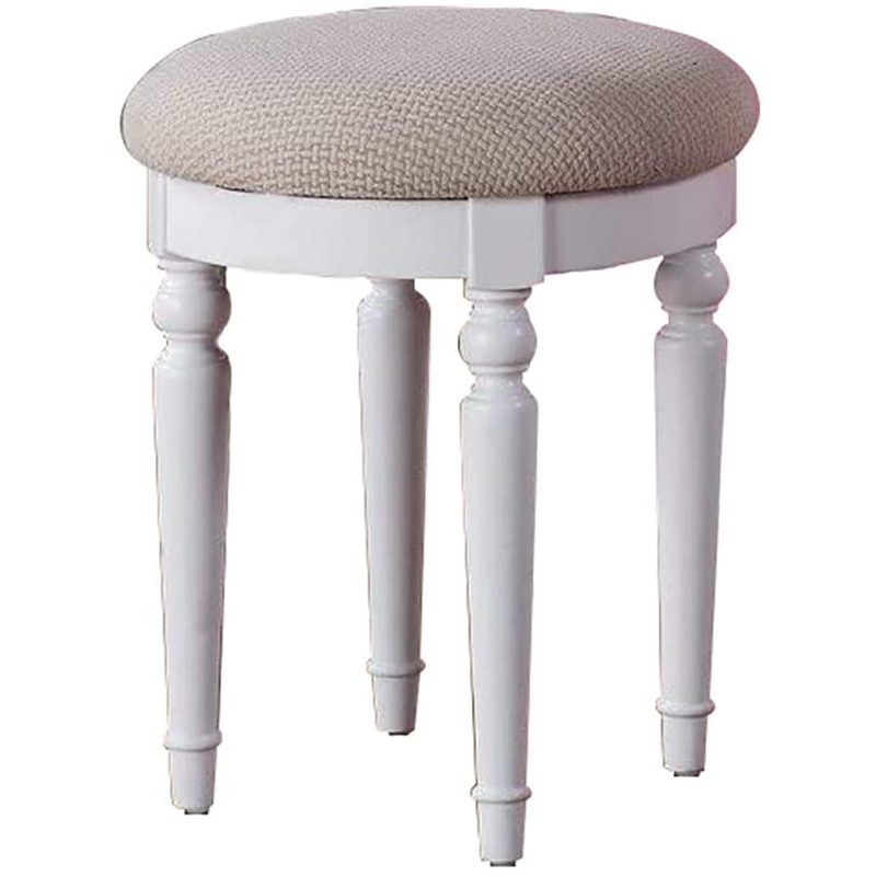 White Solid Wood Bedroom Vanity Set with Foldable Mirror and Stool