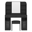 43.2 wood Vanity Desk with LED Mirror  RGB Cabinets   Stool  Black