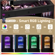 43.2 wood Vanity Desk with LED Mirror  RGB Cabinets   Stool  Black