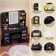 43.2 wood Vanity Desk with LED Mirror  RGB Cabinets   Stool  Black