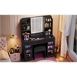 43.2 wood Vanity Desk with LED Mirror  RGB Cabinets   Stool  Black