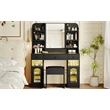 43.2 wood Vanity Desk with LED Mirror  RGB Cabinets   Stool  Black