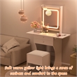 White MDF Small Space Vanity Set with Stool & Foldable Side Tables
