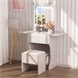 White MDF Small Space Vanity Set with Stool & Foldable Side Tables
