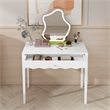White 35.4  MDF Vanity Desk with Drawer and Gold Knob Modern Compact Table