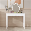 White 35.4  MDF Vanity Desk with Drawer and Gold Knob Modern Compact Table