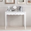 White 35.4  MDF Vanity Desk with Drawer and Gold Knob Modern Compact Table