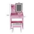 Pink MDF LED Vanity Mirror Dressing Table with Stool & Storage Cabinets