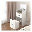 White Wood 3 in 1 Dressing Table Set with LED Mirror and Storage Stool