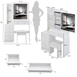 White wood 37  Vanity Table Set with LED Mirror Stool and Power Outlet