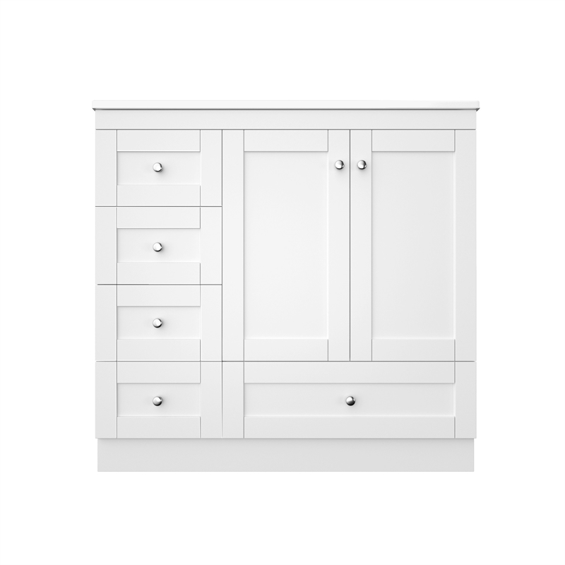 36 Shaker Style Free-Standing bathroom  White Solid Wood Vanity