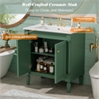 30 Green Solid Wood Bathroom Vanity with ceramic Sink and  Cabinet