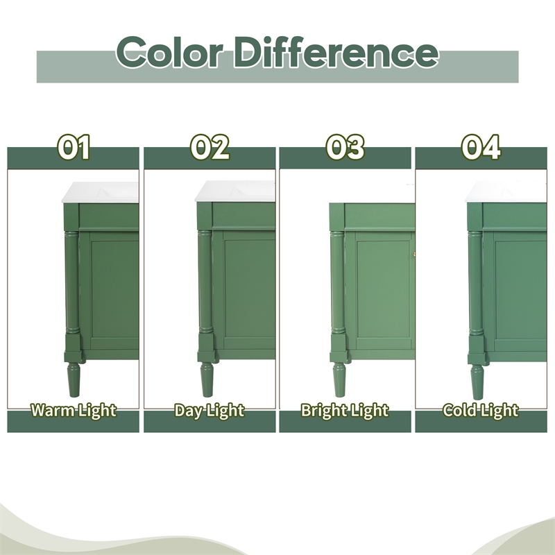 30 Green Solid Wood Bathroom Vanity with ceramic Sink and  Cabinet