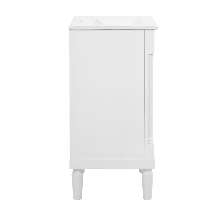 18 French White Solid woodSmall Bathroom Vanity with Adjustable Shelf