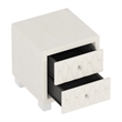 Beige Velvet 2 Drawer Nightstand with Crystal Handle and Button Tufted Detail