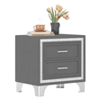 Gray Velvet Mid Century Vintage Nightstand with 2 Drawers and Metal Legs