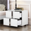 White Solid Wood 2-Drawer Nightstand with Mirrored Finish and Metal Feet