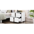 White Solid Wood 2-Drawer Nightstand with Mirrored Finish and Metal Feet