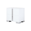 White Solid Wood 2-Drawer Nightstand with Mirrored Finish and Metal Feet