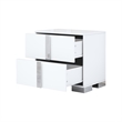 White Solid Wood 2-Drawer Nightstand with Mirrored Finish and Metal Feet