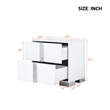 White Solid Wood 2-Drawer Nightstand with Mirrored Finish and Metal Feet