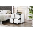 White Solid Wood 2-Drawer Nightstand with Mirrored Finish and Metal Feet