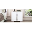 White Solid Wood 2-Drawer Nightstand with Mirrored Finish and Metal Feet