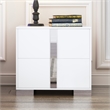 White Solid Wood 2-Drawer Nightstand with Mirrored Finish and Metal Feet