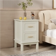 White Solid Wood Modern 2 Drawer Nightstand with Gold Handles
