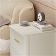 White Solid Wood Modern 2 Drawer Nightstand with Gold Handles