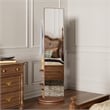 69 Walnut Wood Rotating Full Length Mirror with Coat Rack Storage