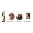 69 Walnut Wood Rotating Full Length Mirror with Coat Rack Storage