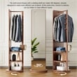 69 Walnut Wood Rotating Full Length Mirror with Coat Rack Storage