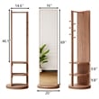 69 Walnut Wood Rotating Full Length Mirror with Coat Rack Storage