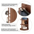 69 Walnut Wood Rotating Full Length Mirror with Coat Rack Storage