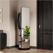 66 Black Wood Rotating Full Length Mirror with Coat Rack Storage