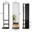 66 Black Wood Rotating Full Length Mirror with Coat Rack Storage