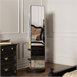 66 Black Wood Rotating Full Length Mirror with Coat Rack Storage