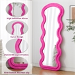 Rose Flannel Wave Wood Full Length Floor Mirror for Bedroom Living Room
