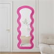 Rose Flannel Wave Wood Full Length Floor Mirror for Bedroom Living Room