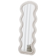 White Wood Flannel Wave Full Length Floor Mirror with Stand for Bedroom